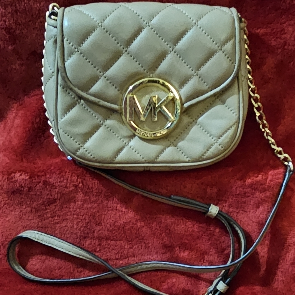 Michael Kors Mini Quilted Tan Crossbody Bag
